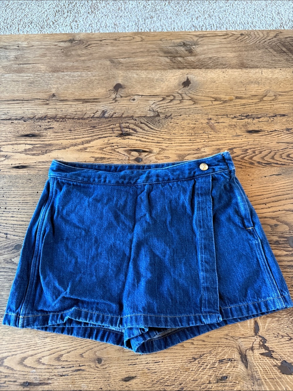 J. Crew Dark Blue Wrap-Front Denim Skort